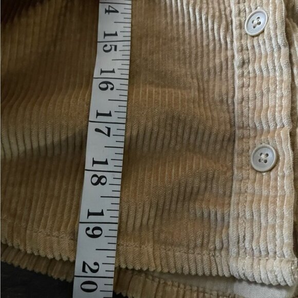 American Eagle AE Hooded Cropped Corduroy Button-Up Shirt Shacket Tan new NWT S - Picture 11 of 15